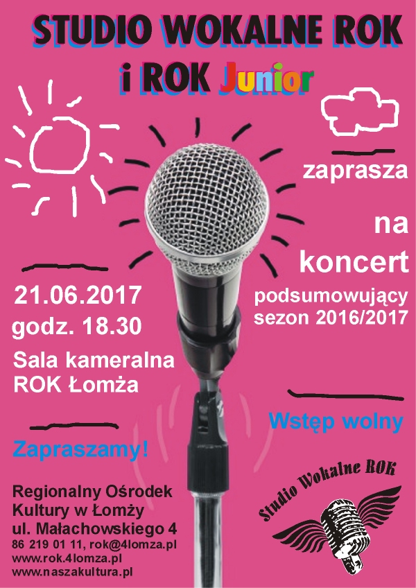 Studio Wokalne ROK i ROK Junior - zaproszenie na koncert